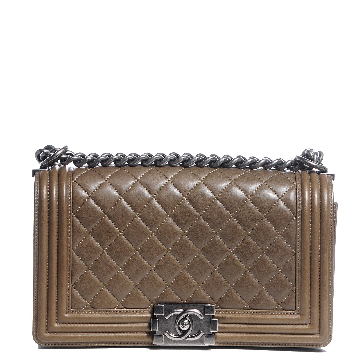 Chanel Lambskin Quilted Medium Boy Flap Khaki 7 of 7