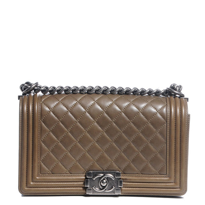 Chanel Lambskin Quilted Medium Boy Flap Khaki 7 of 7