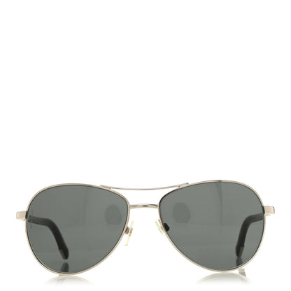 Chanel Pilot Aviator Sunglasses 4201 Silver 2 of 8