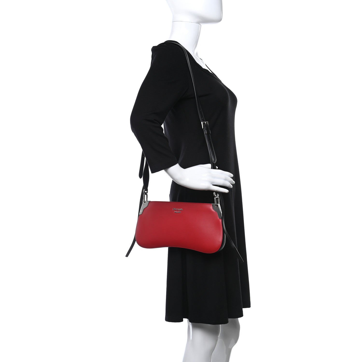 Prada City Calfskin Sidonie Crossbody Bag Rosso Black 2 of 9