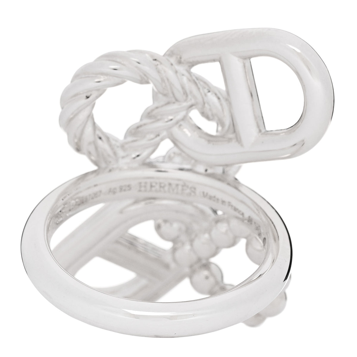 Hermes Sterling Silver Chaine d'Ancre Alea II Multi Link Ring 56 7.5 3 of 5
