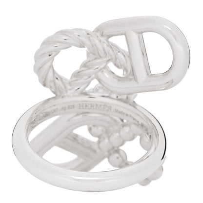 Hermes Sterling Silver Chaine d'Ancre Alea II Multi Link Ring 56 7.5 3 of 5
