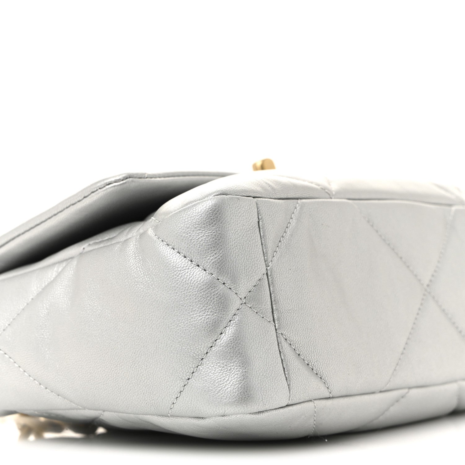 Chanel Metallic Goatskin Quilted Medium Chanel 19 Flap Silver 9 of 11