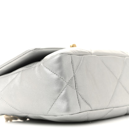 Chanel Metallic Goatskin Quilted Medium Chanel 19 Flap Silver 9 of 11