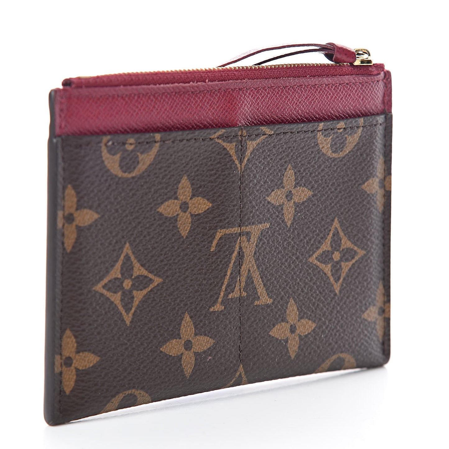 Monogram Zipped Card Holder Fuchsia