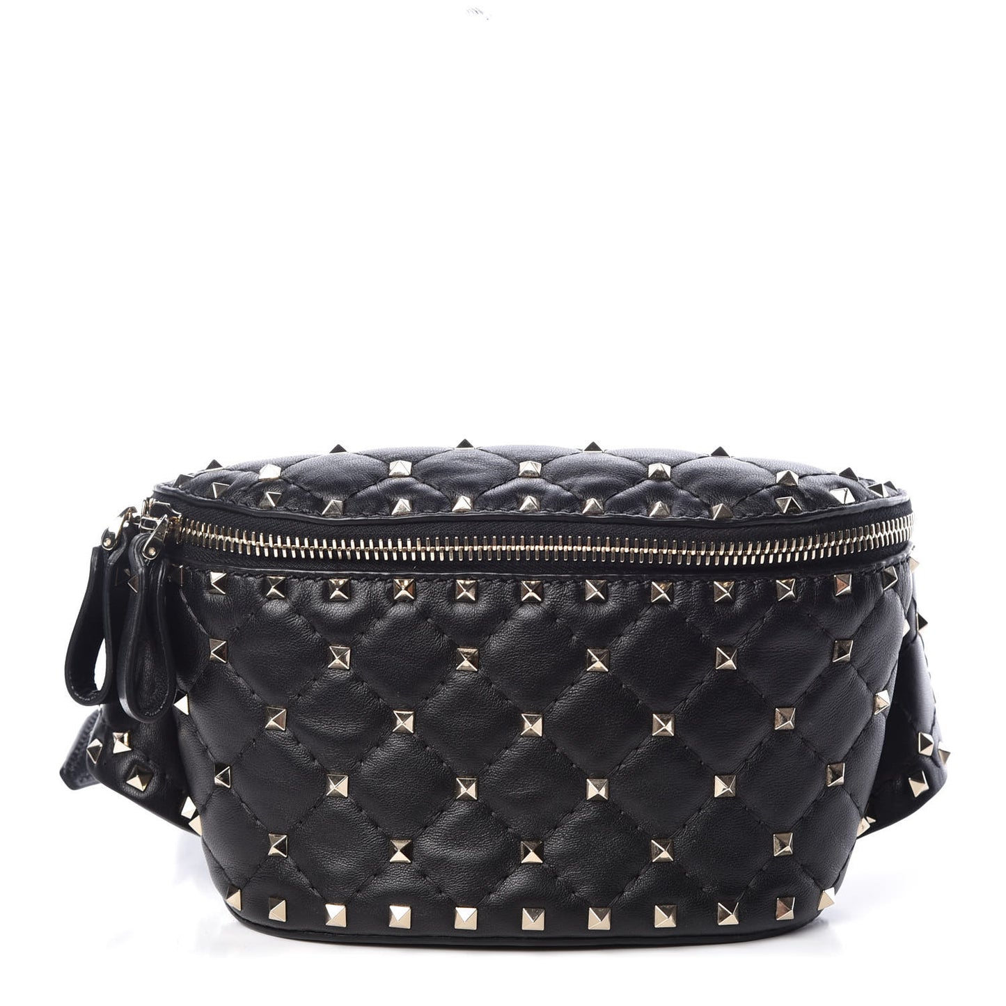 Lambskin Rockstud Spike Belt Bag Black