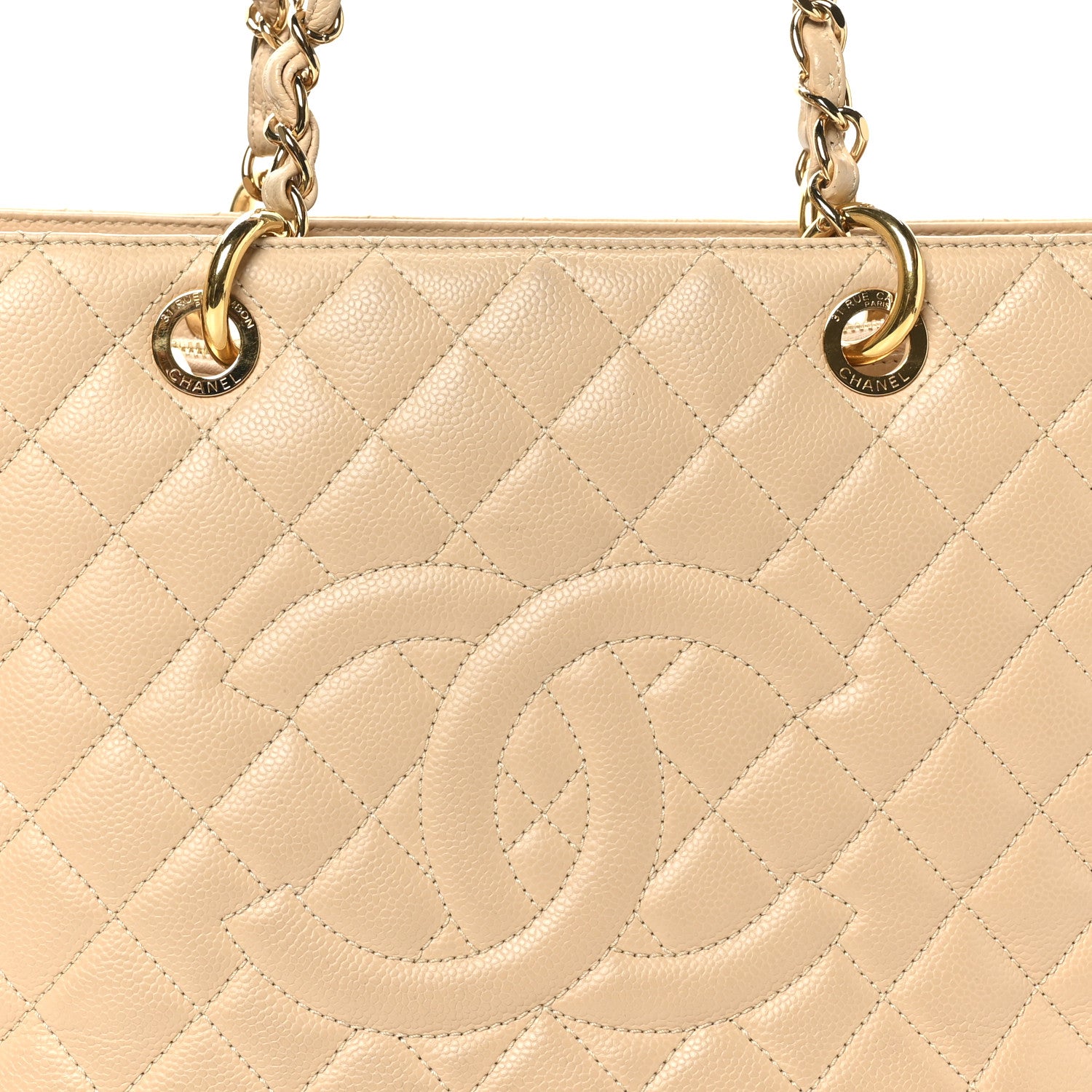 Chanel Caviar Quilted Grand Shopping Tote GST Beige Clair 8 of 10