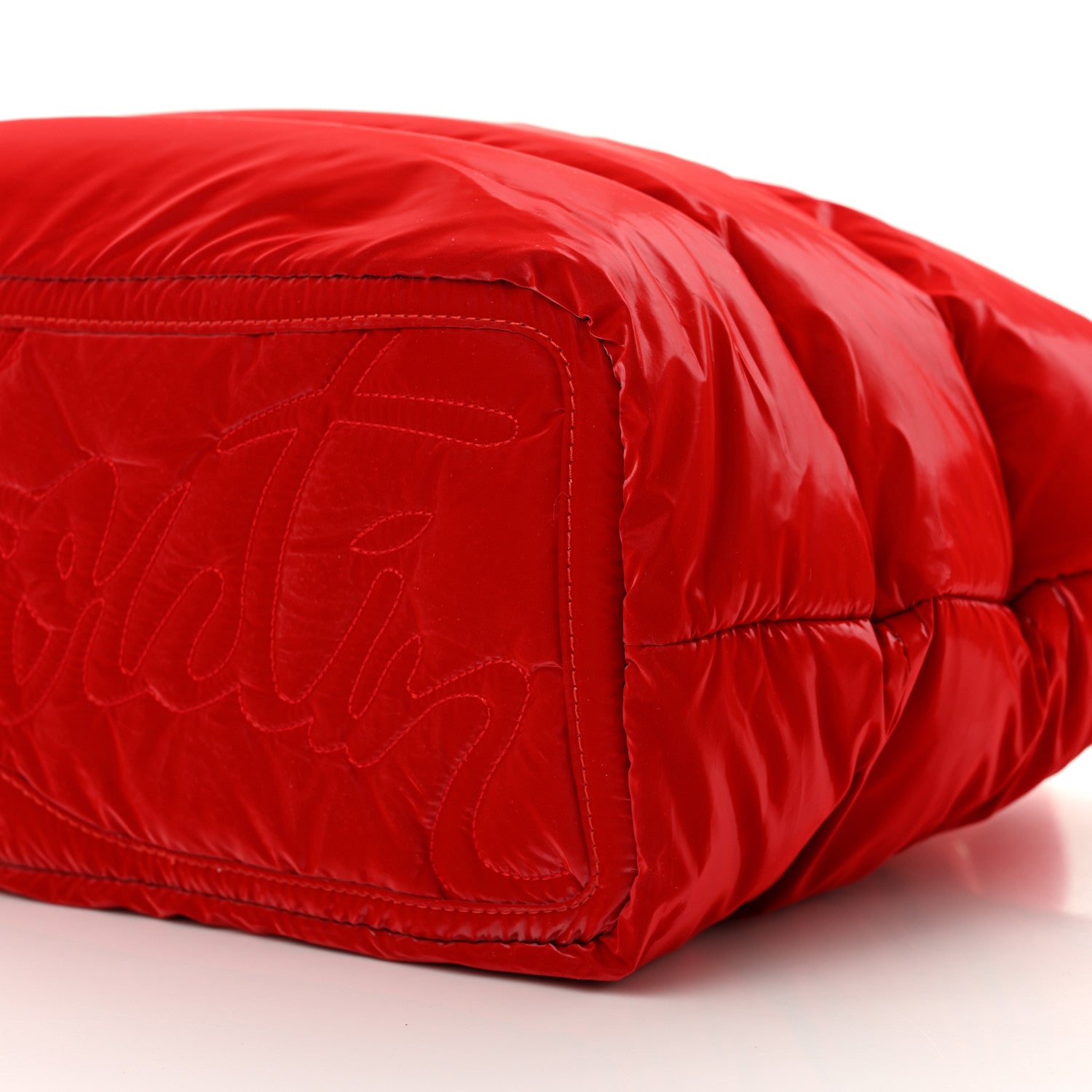 Christian Louboutin Nylon Padded Gloss Large Cabamoon Tote Red 9 of 9