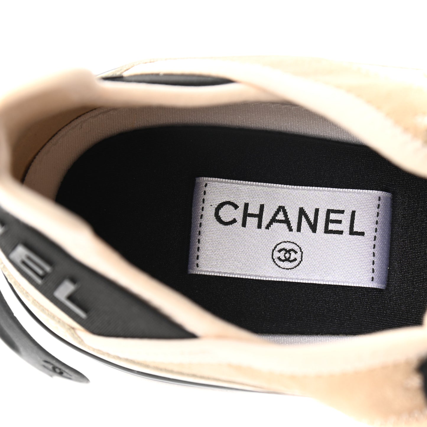 Velvet Calfskin Mixed Fibers CC Sneakers 41.5 Beige