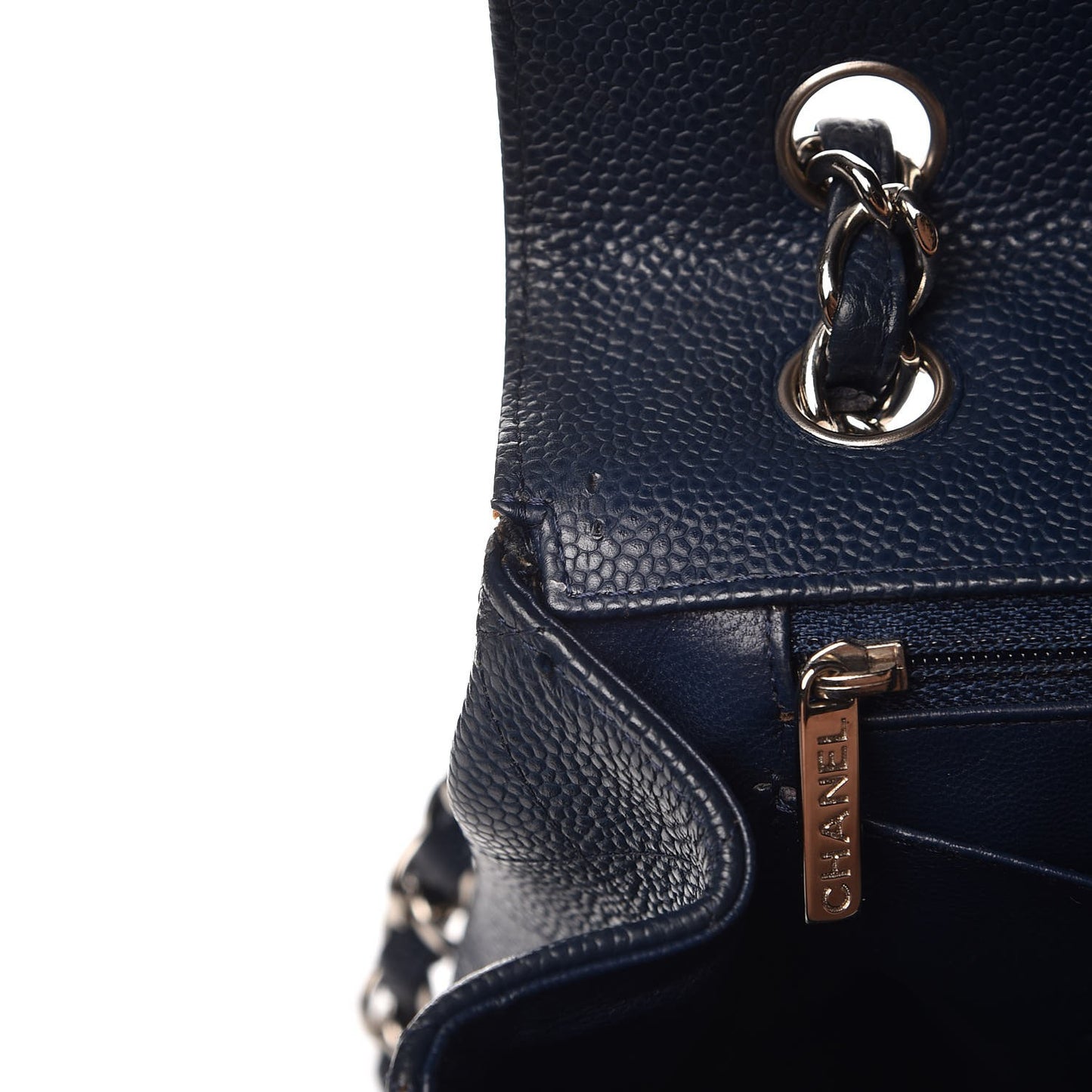 Caviar Quilted Maxi Single Flap Navy