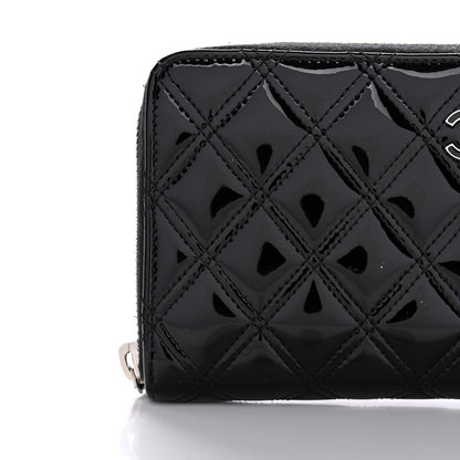 Chanel Patent Quilted Double Stitched Zip Around Wallet Black 10 of 12
