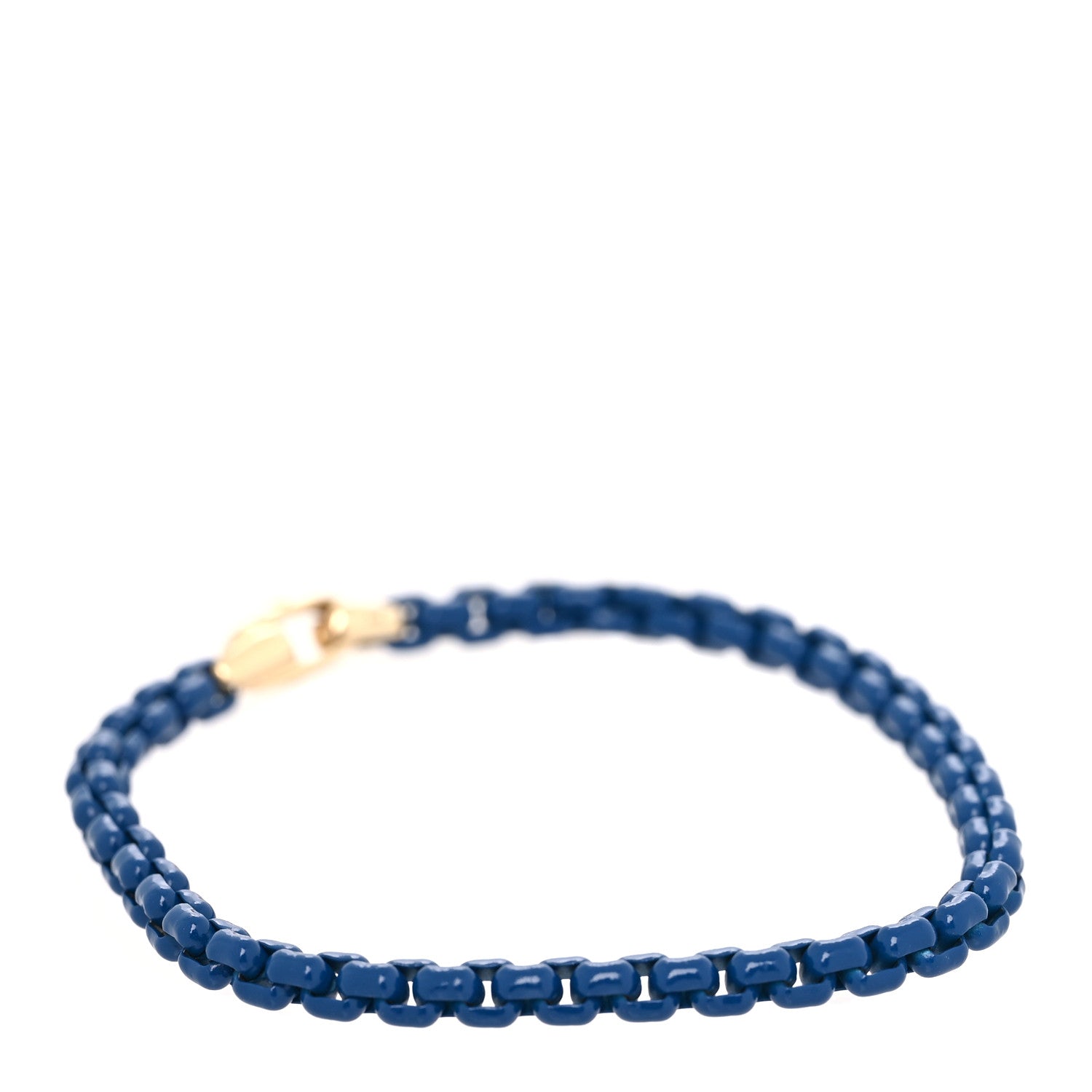 David Yurman Stainless Steel 14K Yellow Gold Acrylic Bel Aire 4mm Chain Bracelet Navy 1 of 4