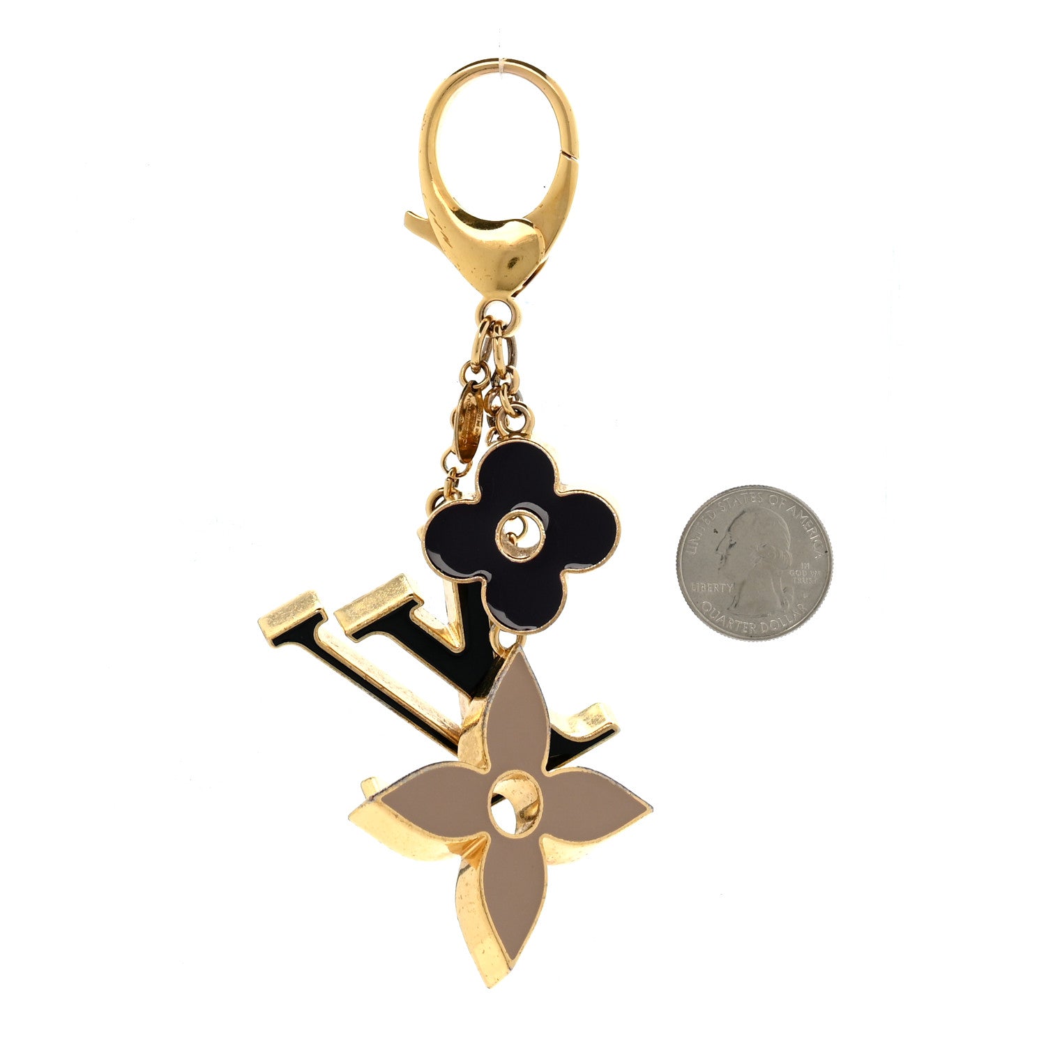 Louis Vuitton Metal Enamel Fleur De Monogram Bag Charm Dore 2 of 6