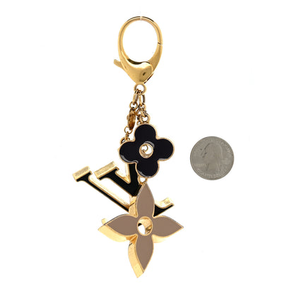 Louis Vuitton Metal Enamel Fleur De Monogram Bag Charm Dore 2 of 6