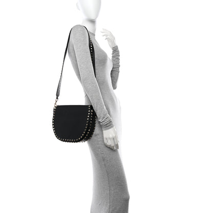 Valentino Garavani Grained Calfskin Rockstud Saddle Bag Black 2 of 12