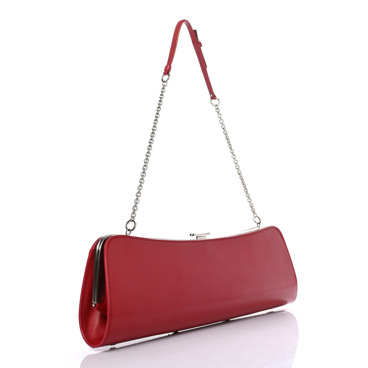 Glazed Calfskin Bondage Clutch Rouge