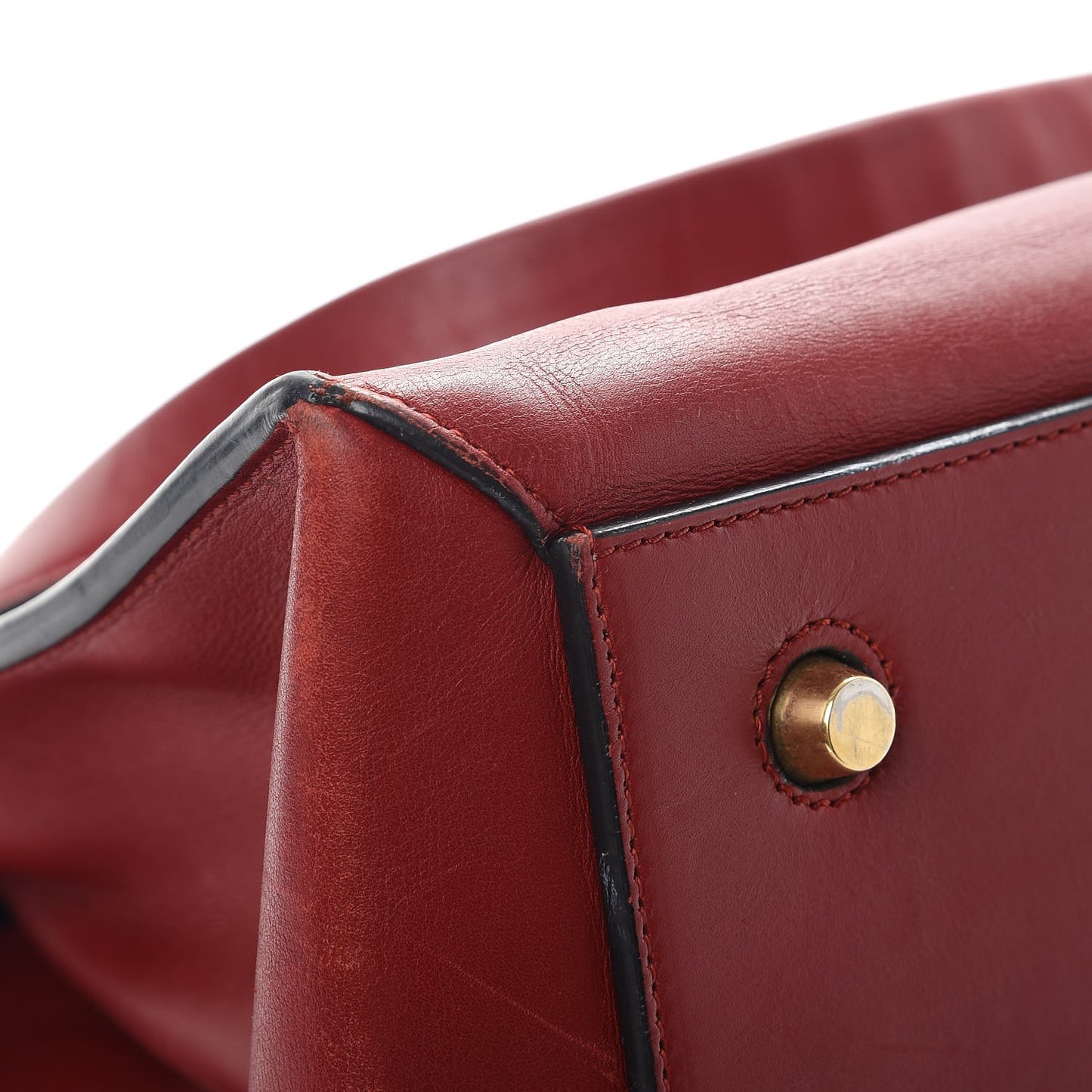 Smooth Calfskin Medium Edge Shoulder Bag Red