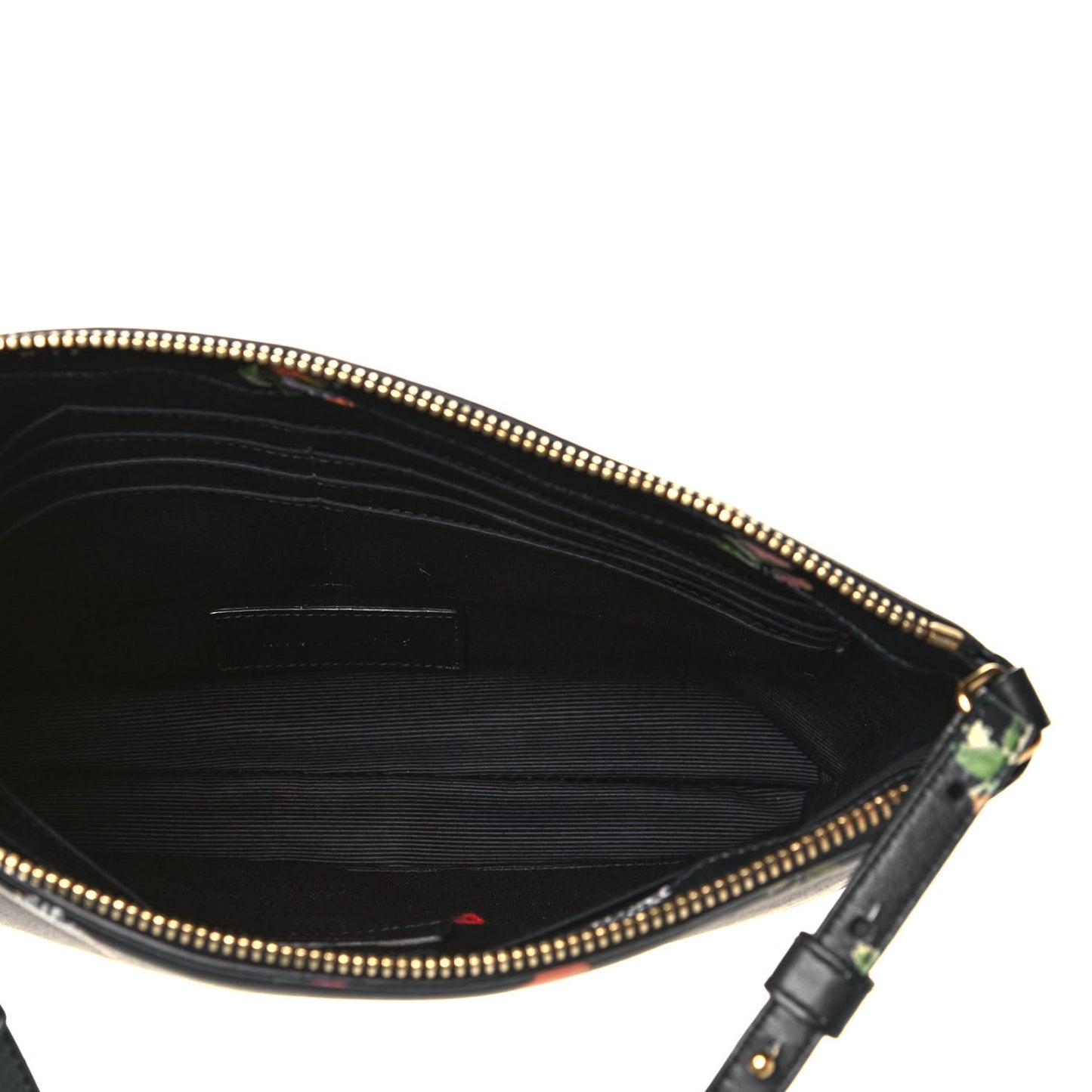 Calfskin Flower Printed Small Monogram Crossbody Bag Black Multicolor