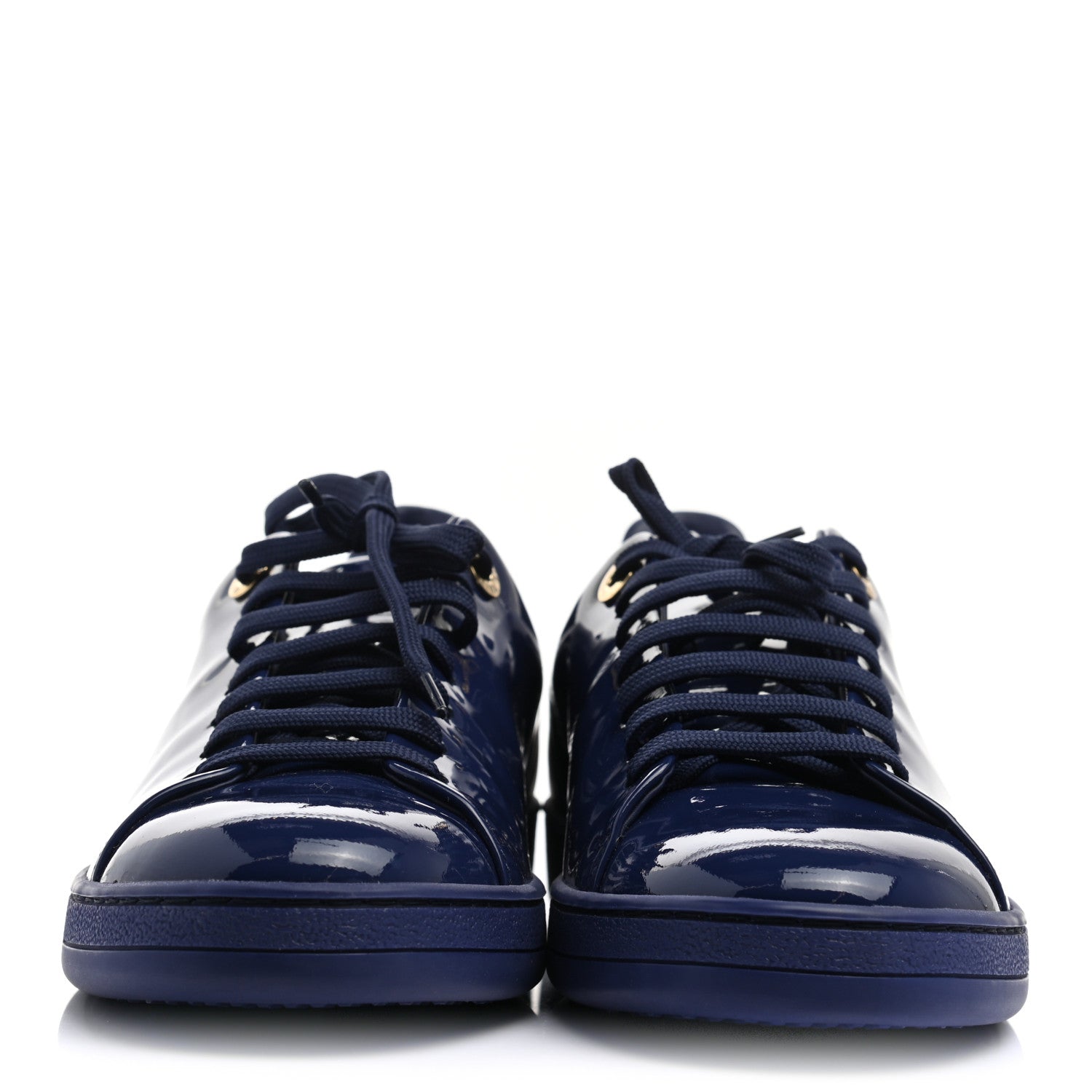 Louis Vuitton Patent Calfskin Frontrow Sneakers 38.5 Blue Nuit 2 of 8