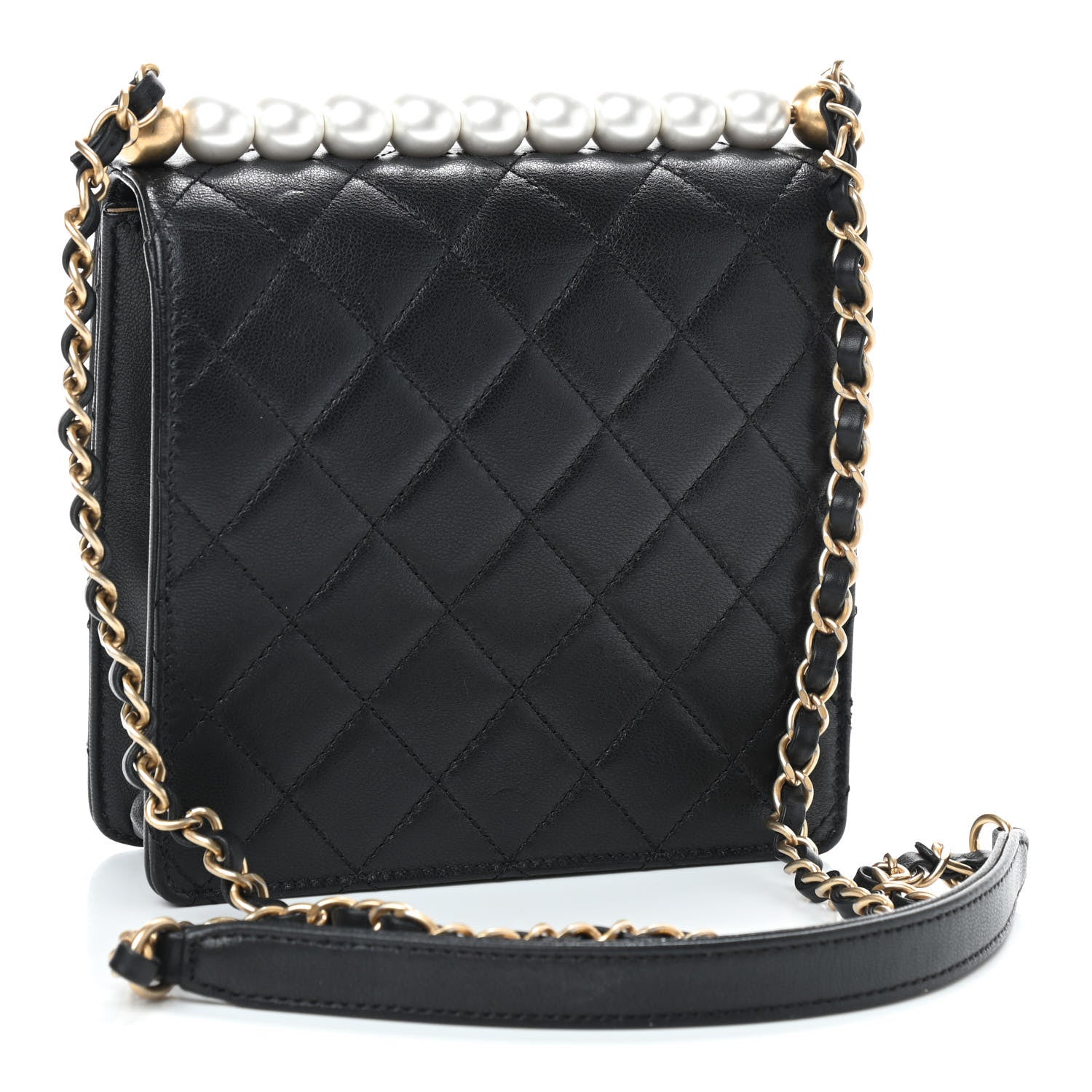 Chanel Goatskin Quilted Chic Pearls Flap Black 2 of 8