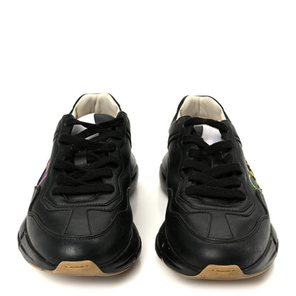 Gucci Calfskin Iridescent Logo Womens Rhyton Sneakers 38 Black 3 of 8