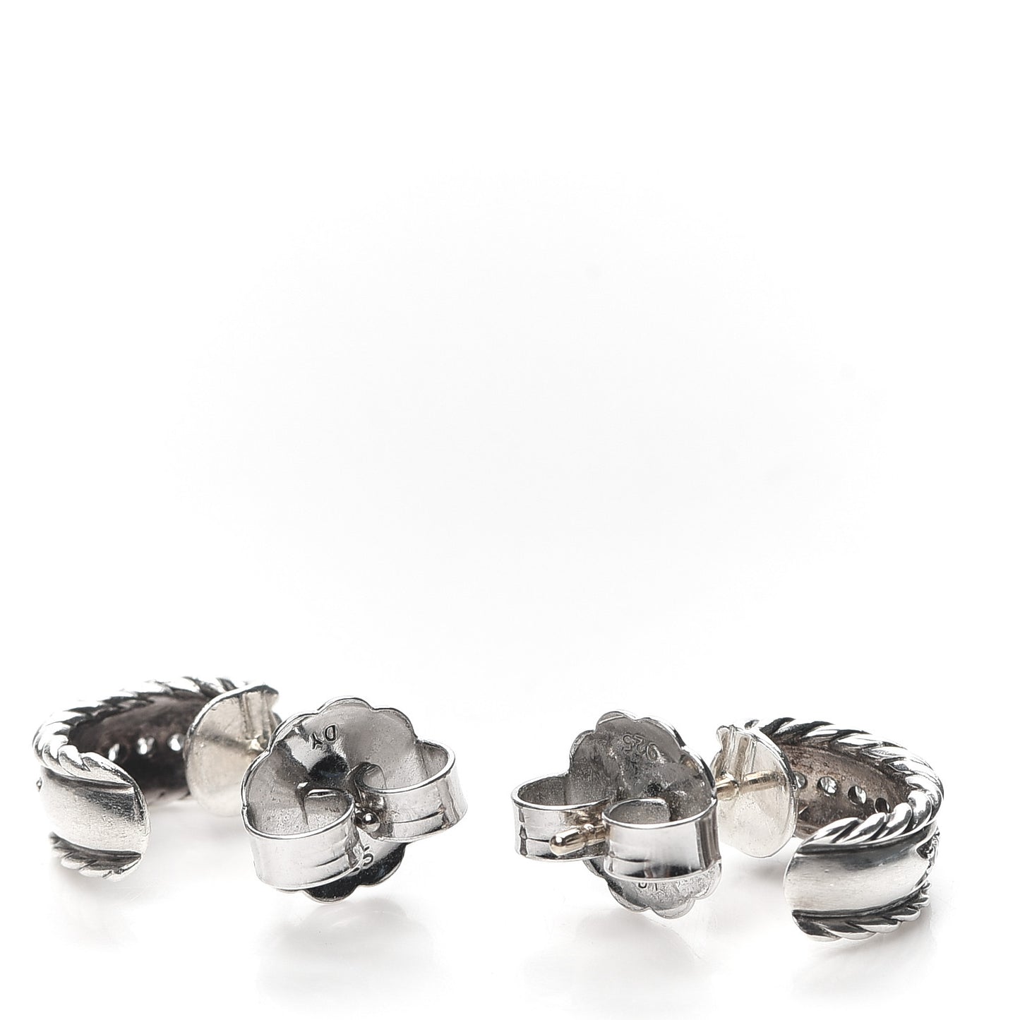 Sterling Silver Diamond 12mm Cable Hoop Earrings