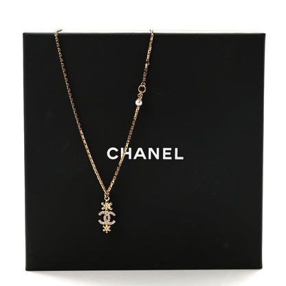 Chanel Crystal CC Flower Necklace Gold 7 of 7