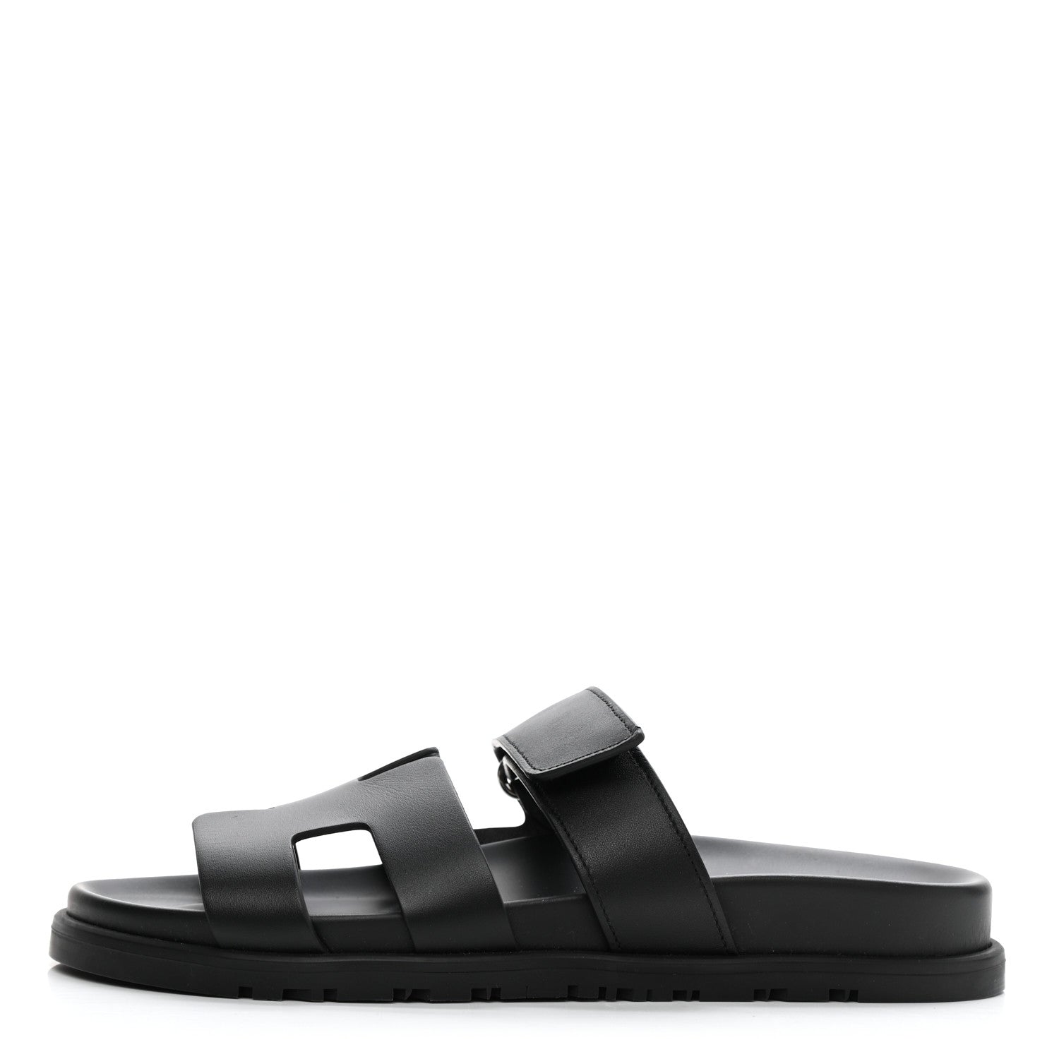 Hermes Calfskin Womens Chypre Sandals 38 Black 1 of 9