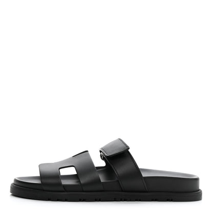 Hermes Calfskin Womens Chypre Sandals 38 Black 1 of 9