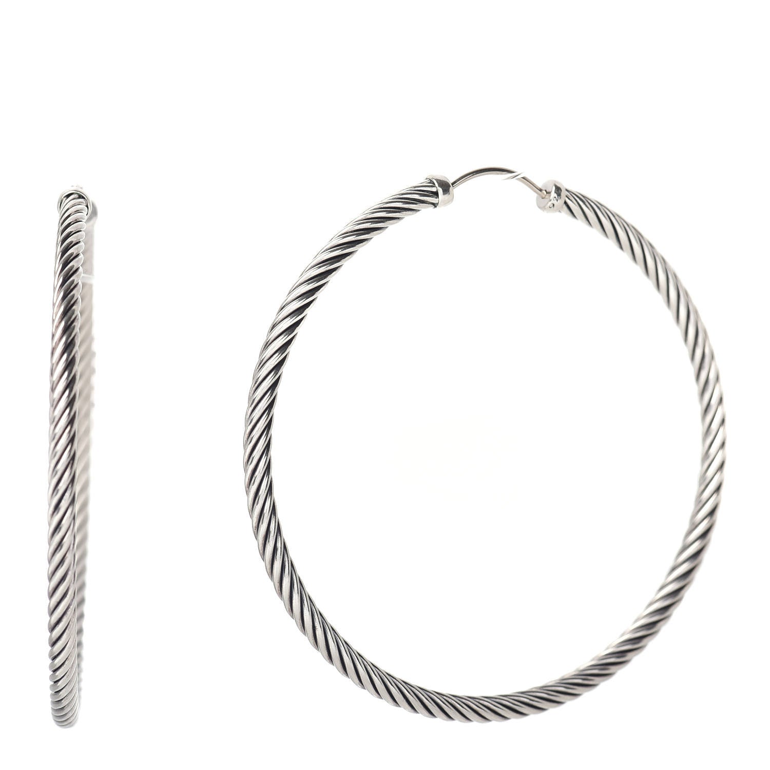 David Yurman Sterling Silver Extra Large Cable Classics Hoop Earrings 1 of 4