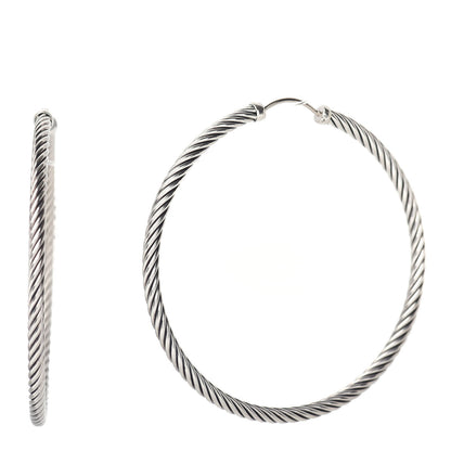 David Yurman Sterling Silver Extra Large Cable Classics Hoop Earrings 1 of 4
