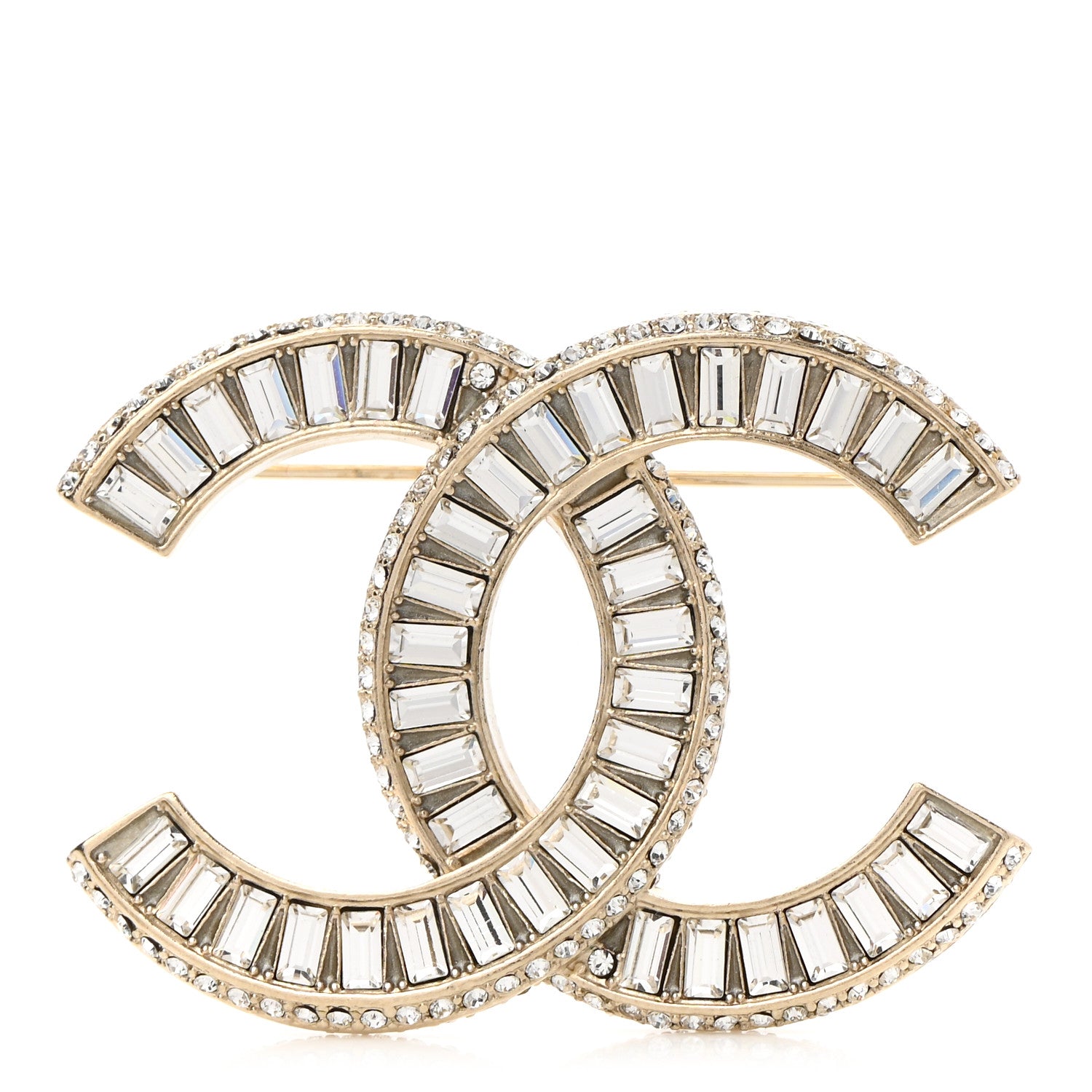 Chanel Baguette Crystal CC Brooch Gold 1 of 4