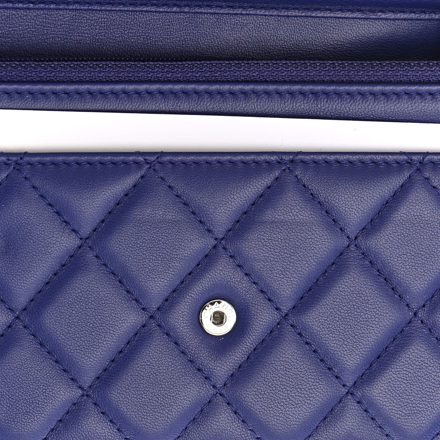 Lambskin Quilted Wallet On Chain WOC Blue