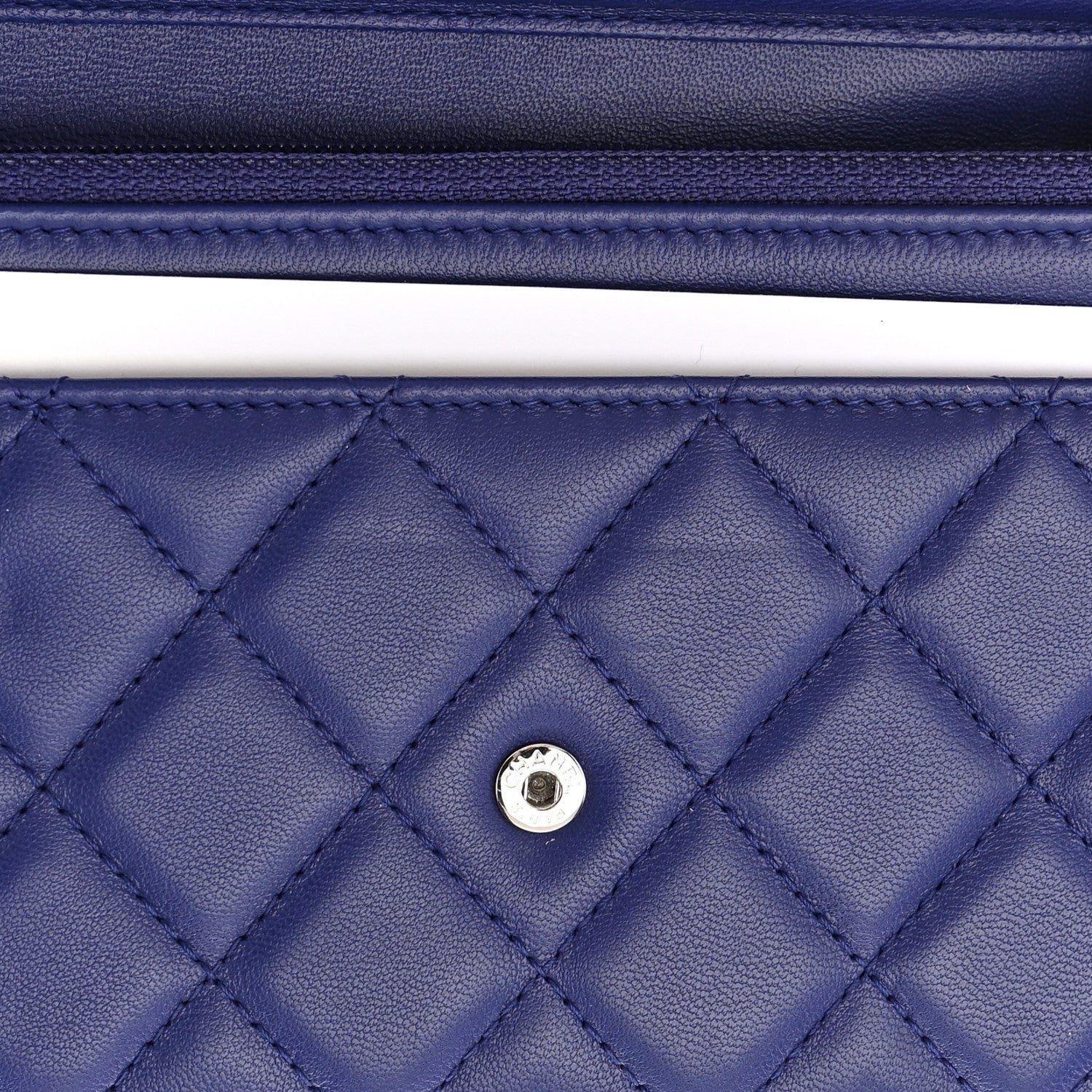 Chanel Lambskin Quilted Wallet On Chain WOC Blue 12 of 16