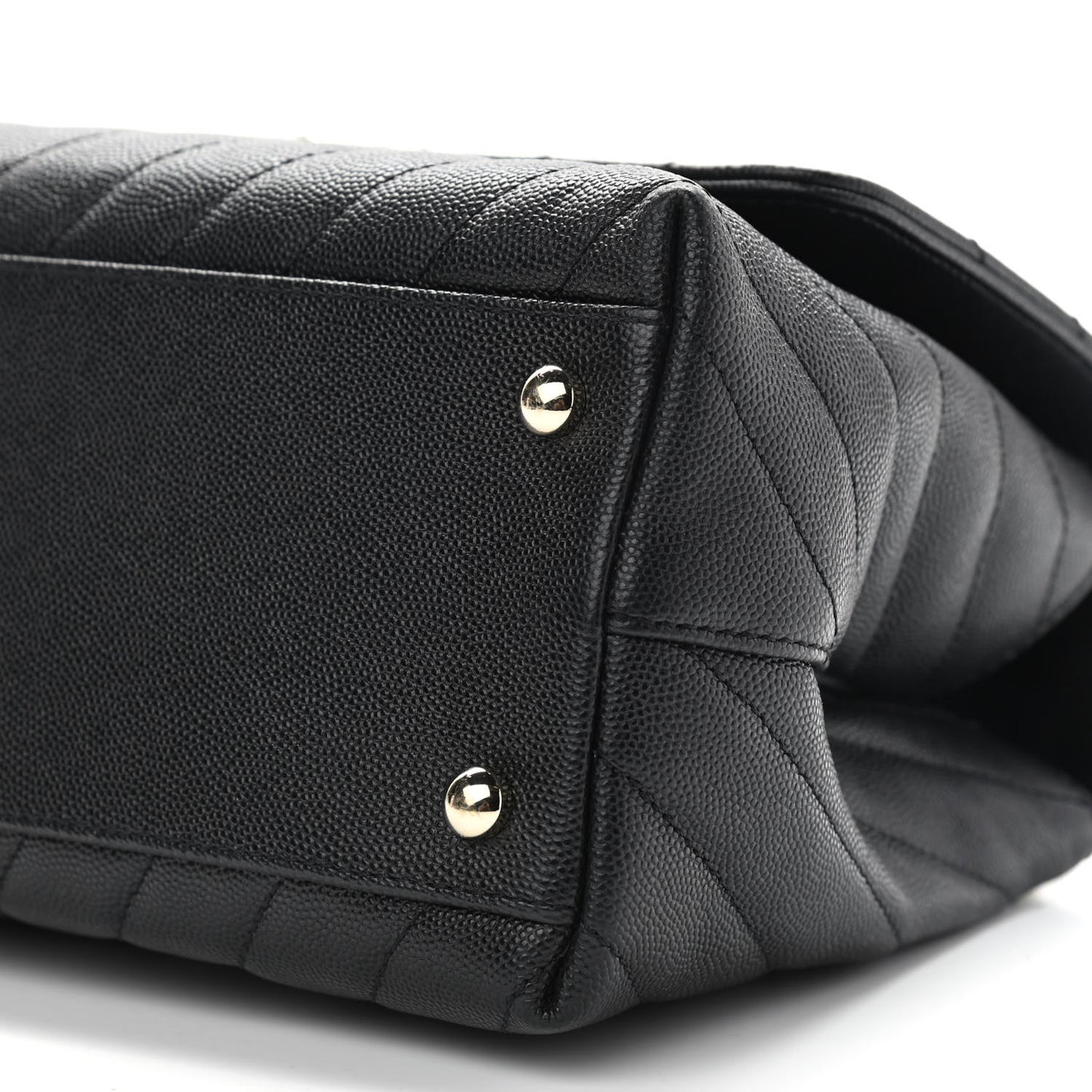 Caviar Chevron Quilted Small Coco Handle Flap Black