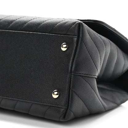 Chanel Caviar Chevron Quilted Small Coco Handle Flap Black 9 of 11