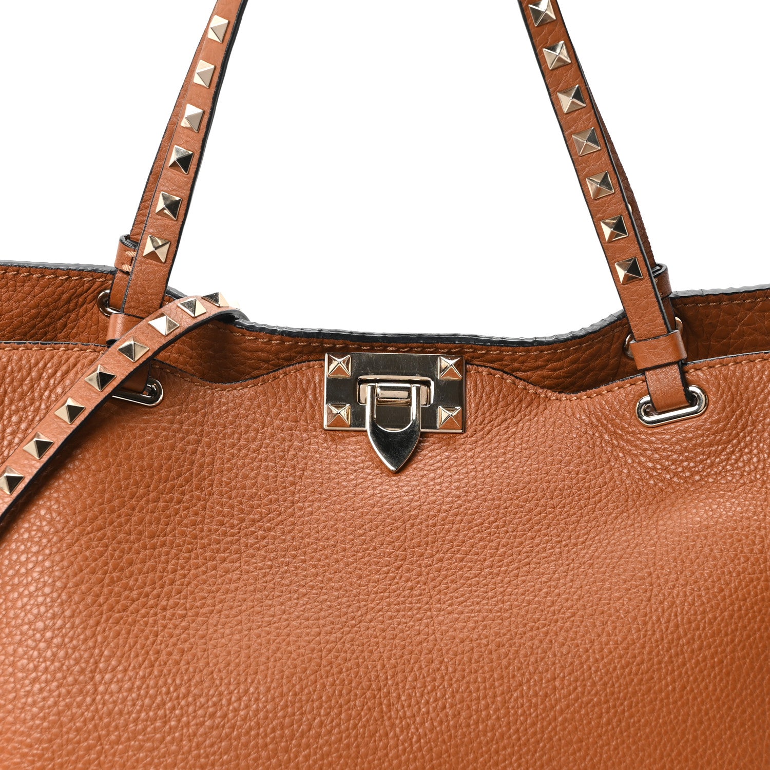 Valentino Garavani Pebbled Calfskin Medium Rockstud Tote Light Cuir 8 of 10