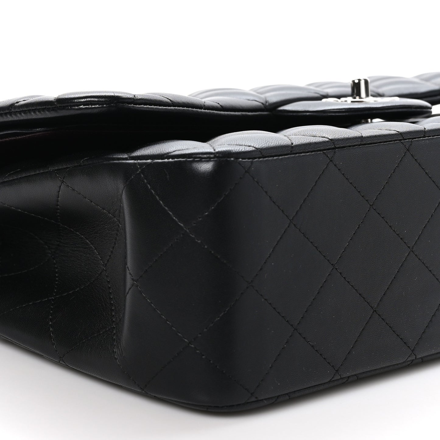 Lambskin Quilted Jumbo Double Flap Black
