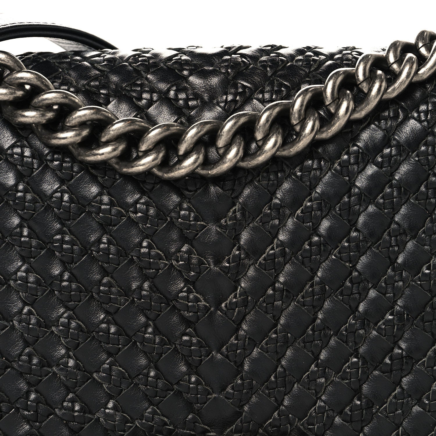 Chanel Lambskin Braided Woven Medium Boy Flap Black 8 of 10