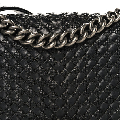Chanel Lambskin Braided Woven Medium Boy Flap Black 8 of 10