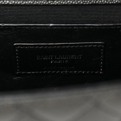Saint Laurent Grain De Poudre Textured Mixed Matelasse Triquilt Medium Monogram Satchel Black 6 of 10