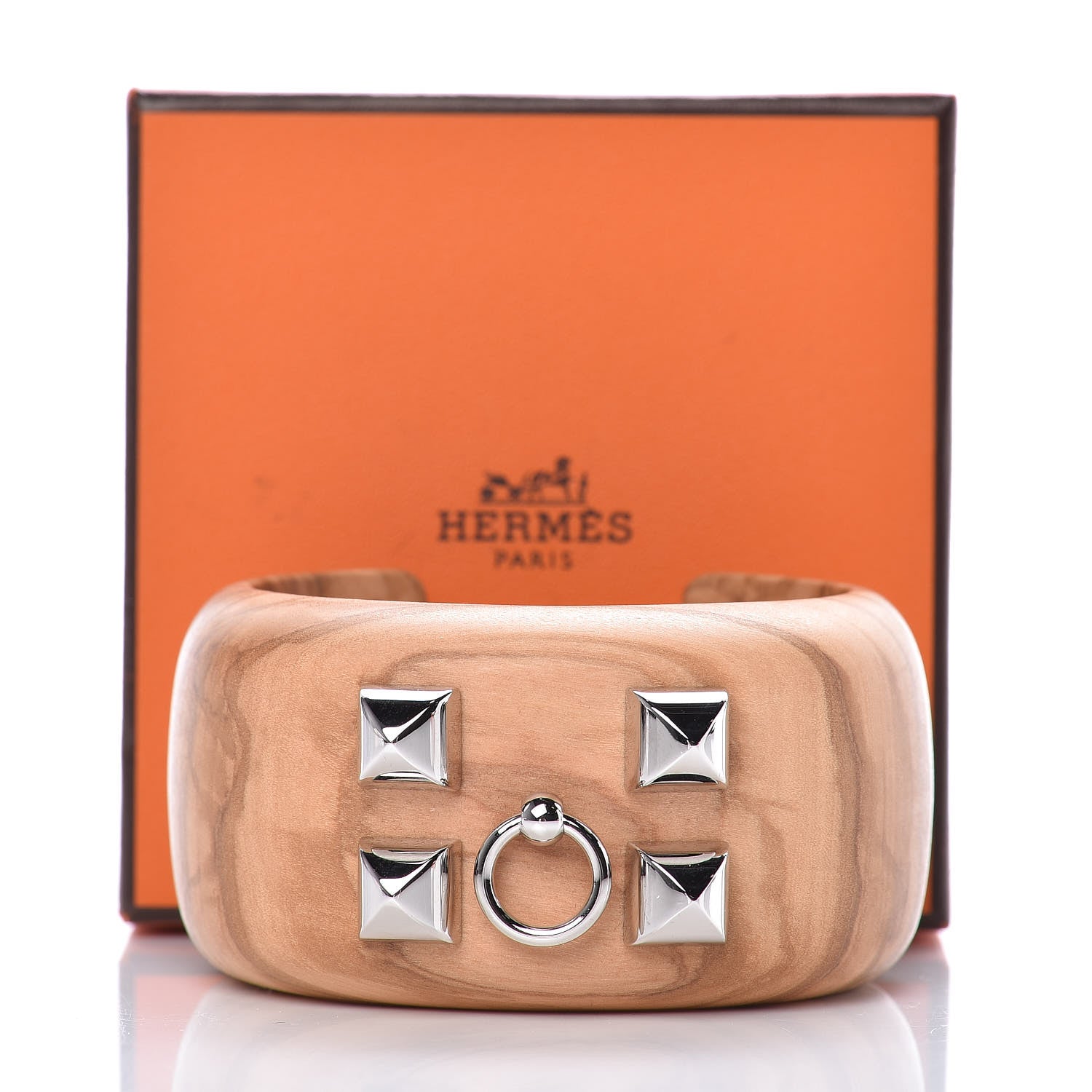 Hermes Olive Wood Medor Cuff Bracelet S 5 of 5