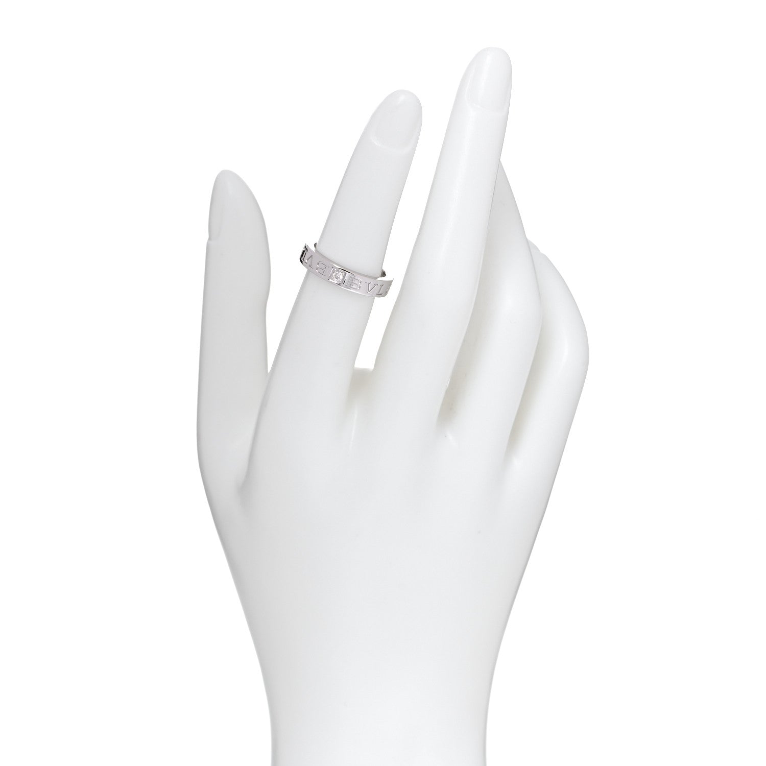 Bulgari 18K White Gold Diamond B.Zero1 Essential Band Ring 50 5.25 2 of 5