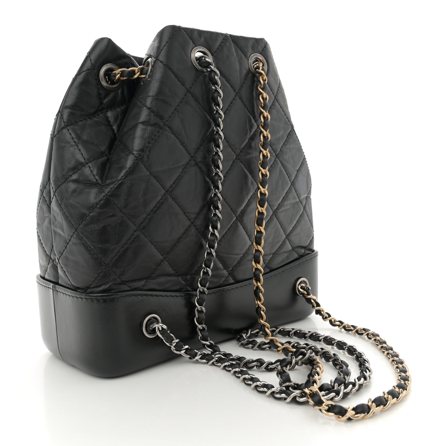 Aged Calfskin Quilted Small Gabrielle Backpack Black