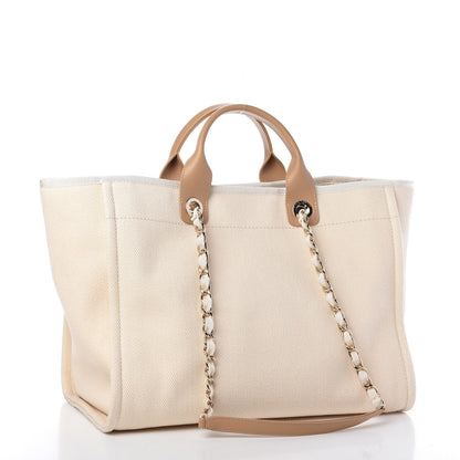 Chanel Canvas Pearl Medium Deauville Tote Ecru Beige 3 of 10