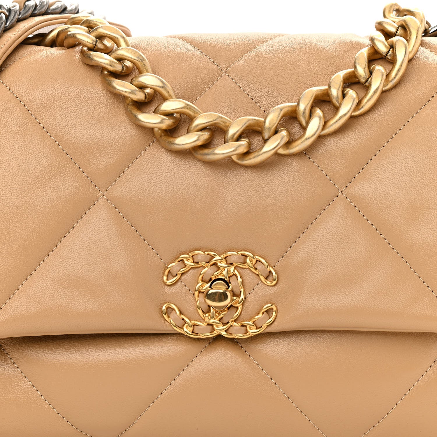 Chanel Lambskin Quilted Large Chanel 19 Flap Dark Beige 7 of 9