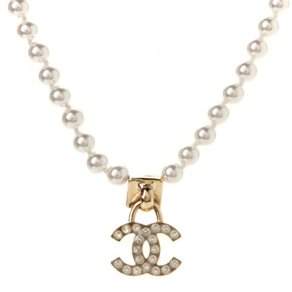 Chanel Pearl Crystal CC Short Necklace Gold 1 of 4