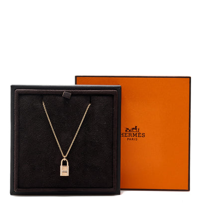 Hermes 18K Rose Gold Diamond Amulettes Cadenas Pendant Necklace 6 of 6