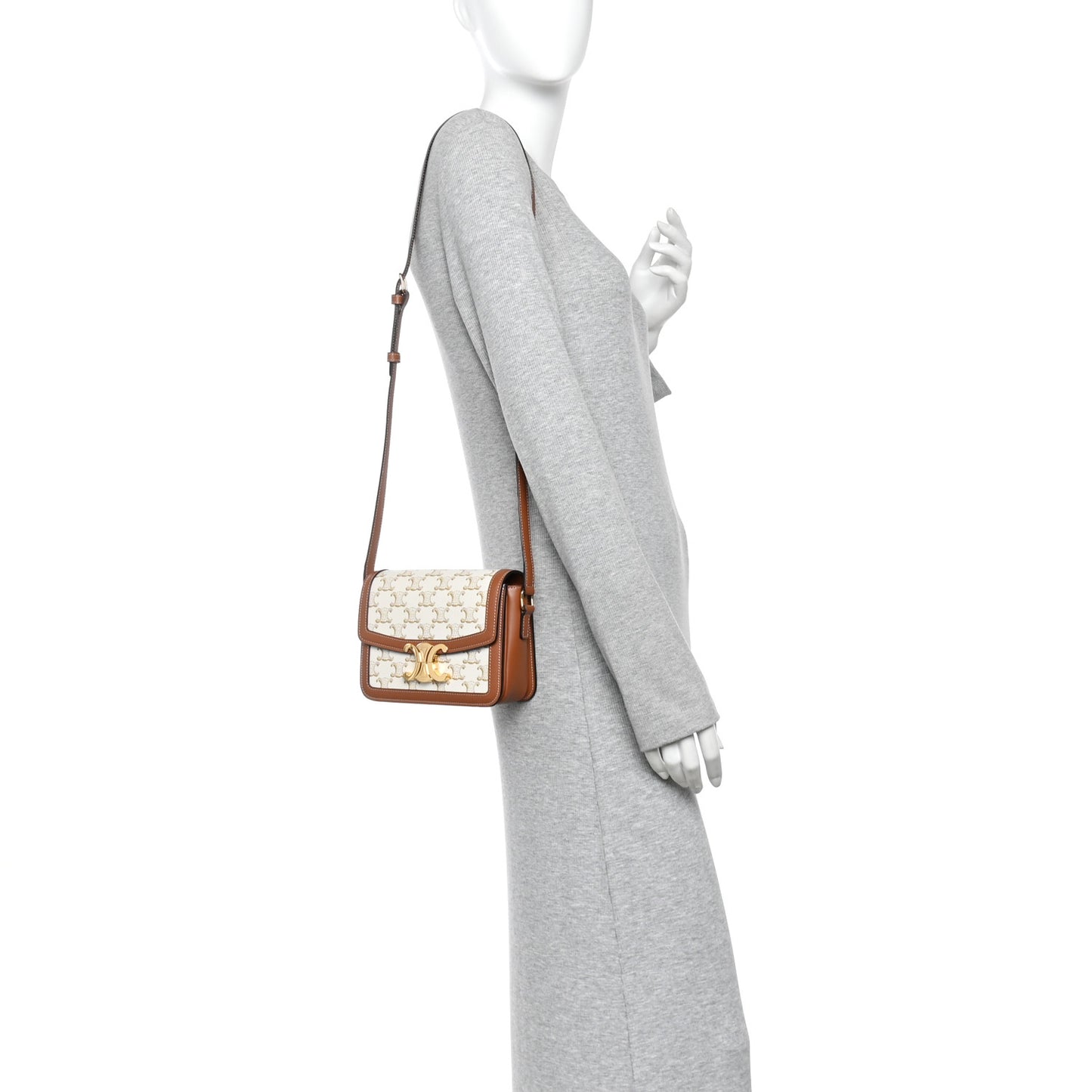 Calfskin Triomphe Canvas Besace White