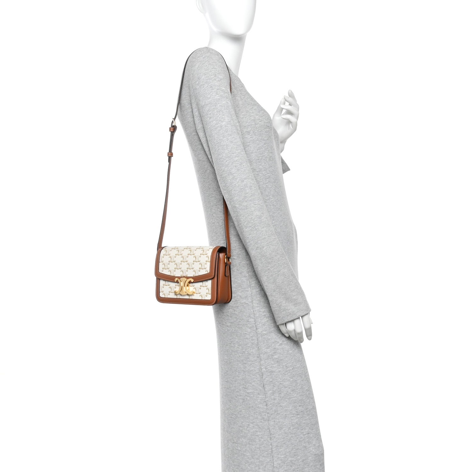 Celine Calfskin Triomphe Canvas Besace White 2 of 11